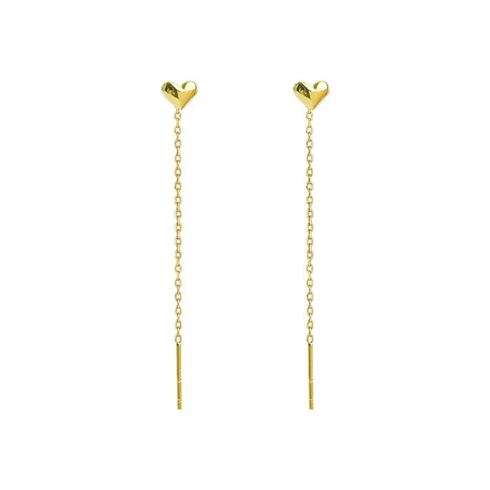 #NEW 925 Sterling Silver Heart Chain Drop Earrings - Picture 3 of 6